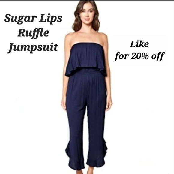 Sugarlips Pants - Sugar Lips Lanah Strapless Ruffle Jumpsuit | Sugarlips